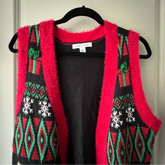 Holiday Christmas signature vest sweater with pattern long tunic soft medium - Picture 8 of 13